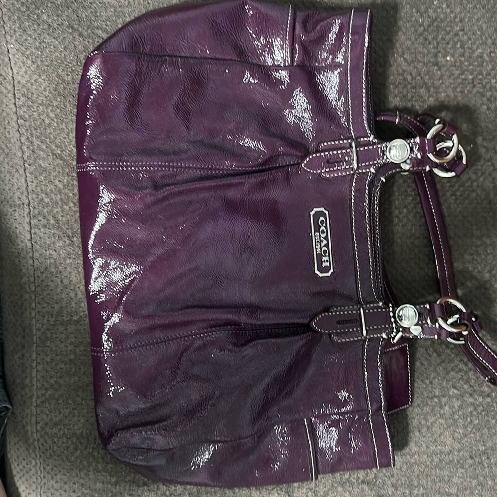 COACH Tribeca Patent Leather Berry Shoulder Tote